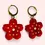 Thumbnail: "I PICCOLINI" Earrings - Floral Earrings Set - Sakura Red Satin