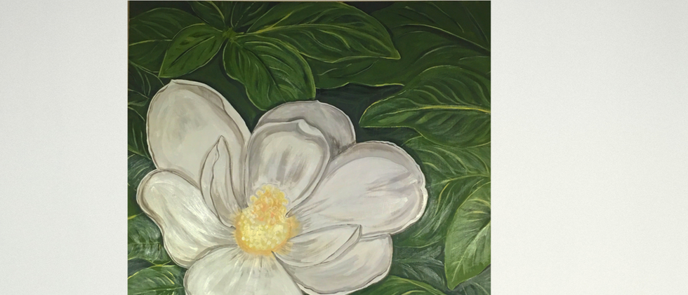 magnolia, acrylic, painting, green, white, bedroom, living room, office, lounge, patio
