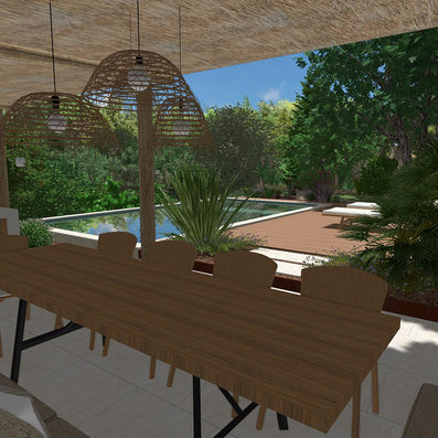 Image 3D, vue depuis la cuisine d'été