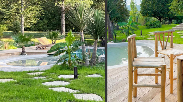 Piscine lagon, mobilier esprit Bali