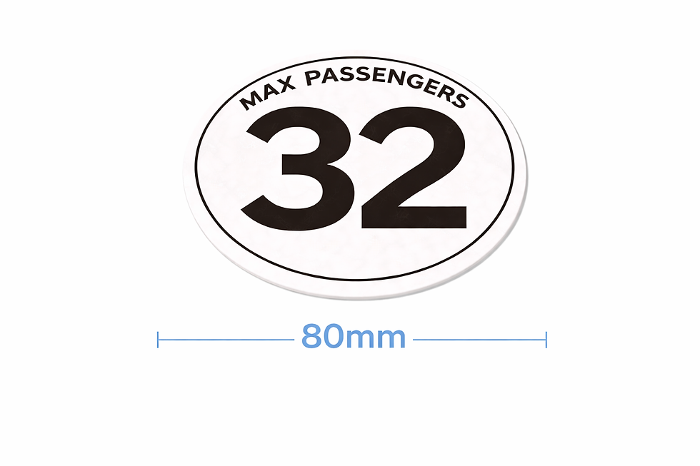 Thumbnail: max passengers 32 sticker 80mm circular bus capacity decal small size fleet signage