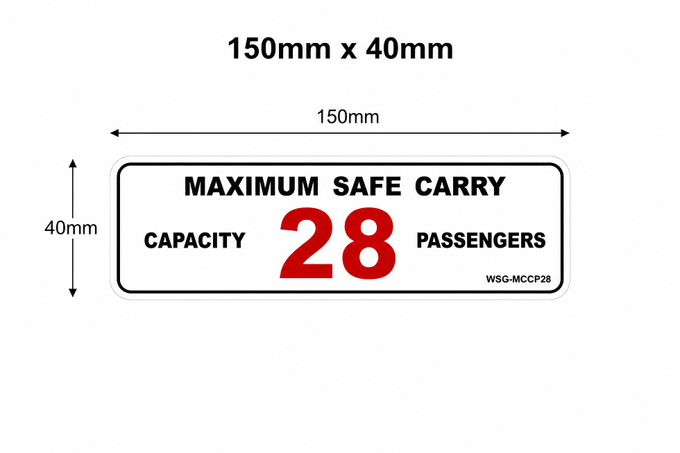 Thumbnail: Bus capacity sticker 150mm x 40mm 28 passengers