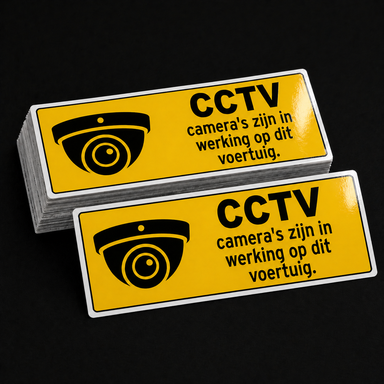 CCTV stickers stapel geel zwart waarschuwingsstickers bus en coach decals Westside Graphics