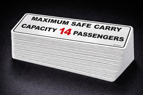 Capacity Sticker Example Bus & Coach Signage , Maximum carry capacity stickers | Westside ...