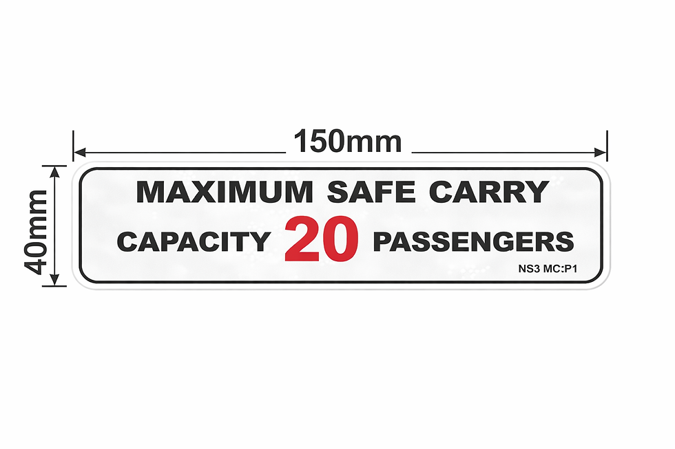 Thumbnail: compact bus signage capacity 20 sticker 150mm x 40mm transport compliance label