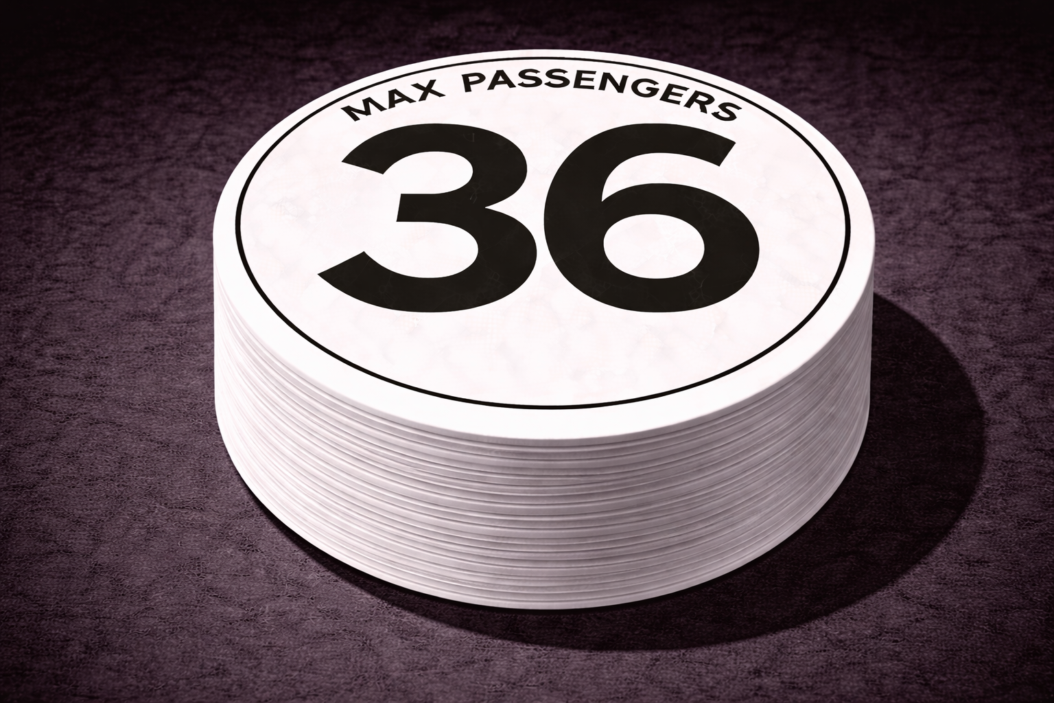 max passengers 36 sticker circular bus capacity decal glossy finish fleet vehicle signage