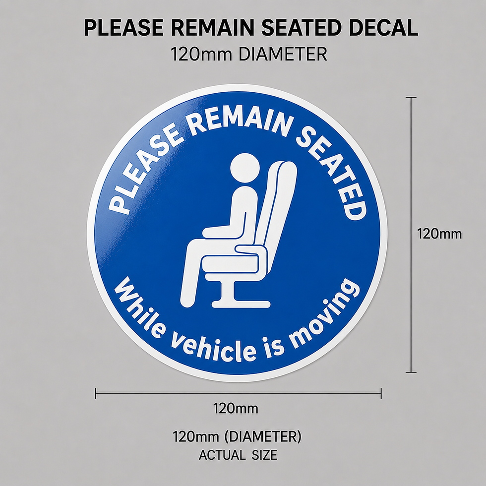 Thumbnail: 120mm Please Remain Seated transport safety sticker decal