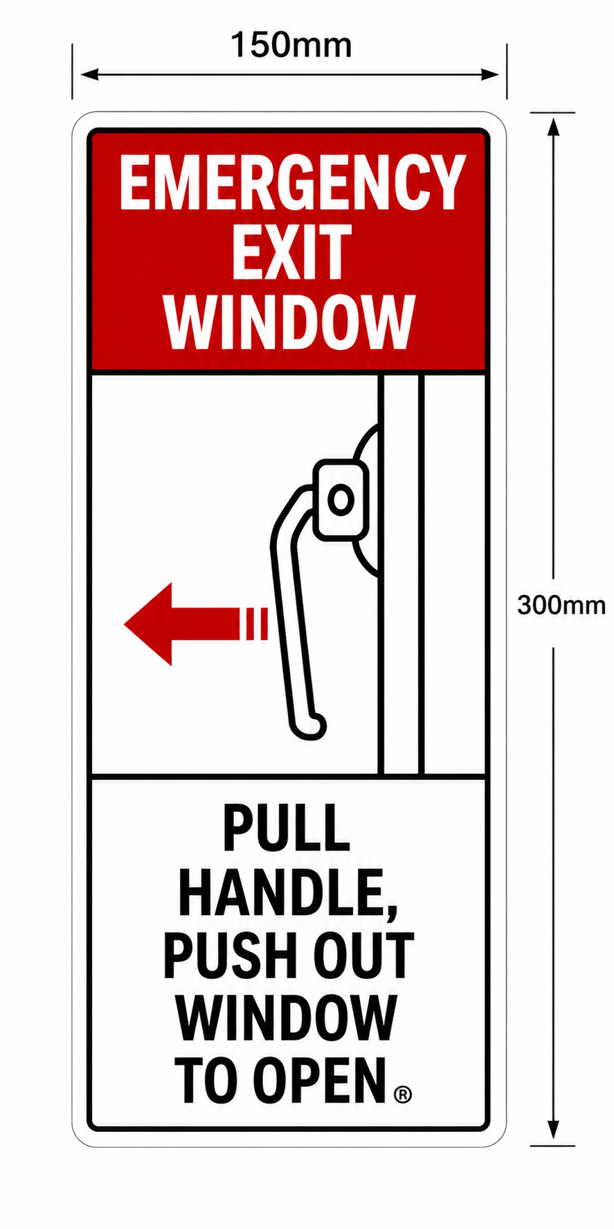 Thumbnail: Emergency Exit Window Sticker – Pull Handle Push Out | Bus & Coach Safety Decal