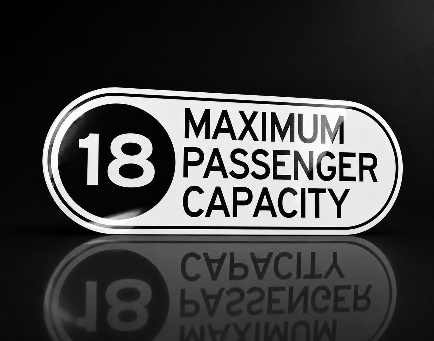 Maximum Passenger Capacity 18 sticker
