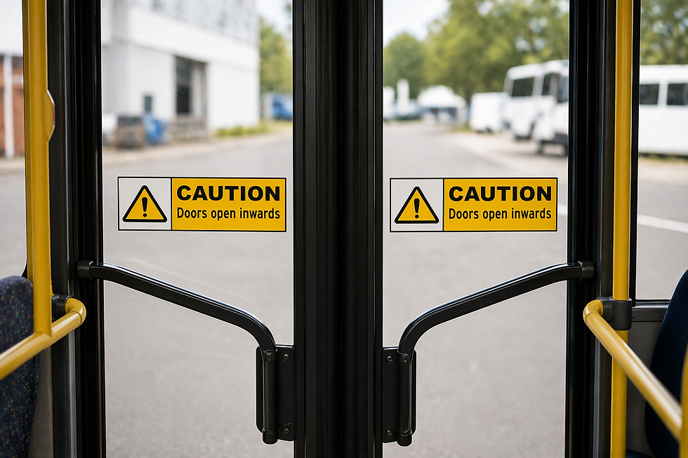 Thumbnail: Bus & Coach Caution Doors Open Inwards Sticker Decal