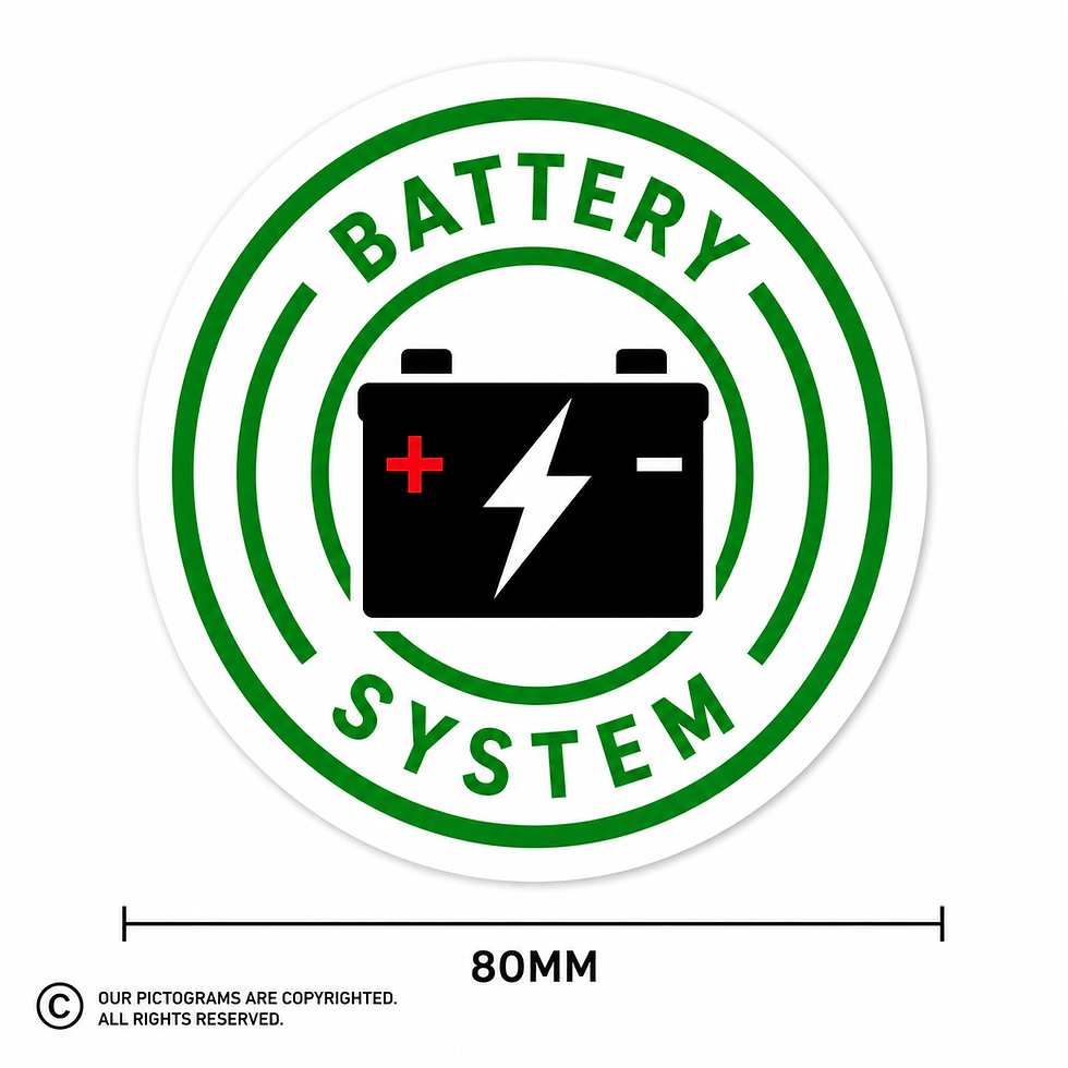 Thumbnail: 80mm Battery System EV bus decal for electric vehicle battery compartment identification