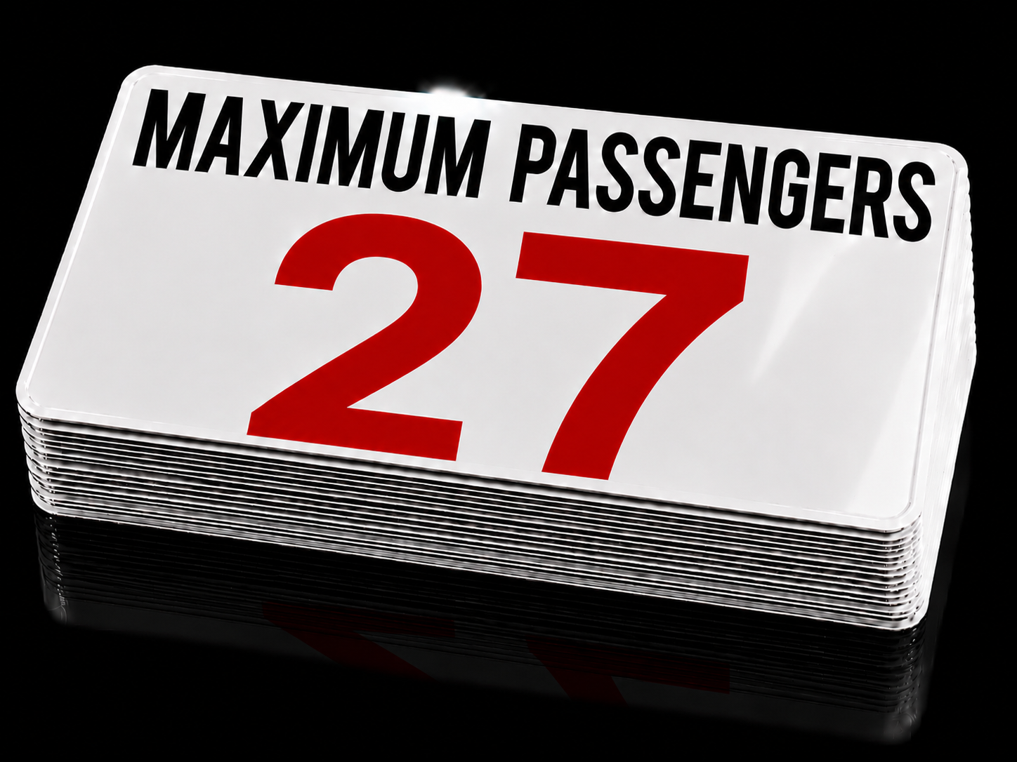 Maximum Passengers 27 bus and coach decal stack mockup glossy finish