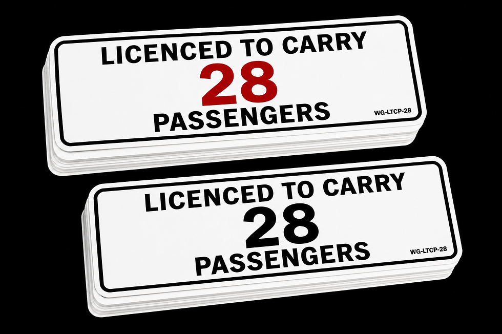 28 passenger capacity sticker stack bus coach decal