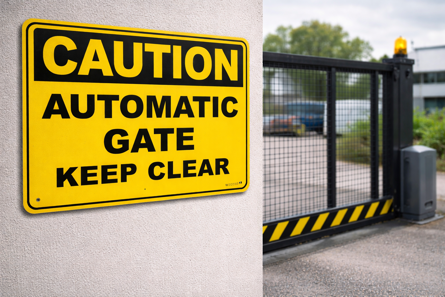 Caution Automatic Gate Keep Clear Sign – Reflective Safety Sign