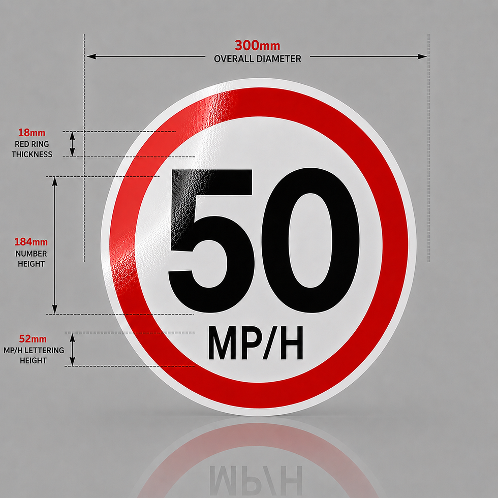 Thumbnail: 300mm 50 MPH reflective speed limit sticker dimensions