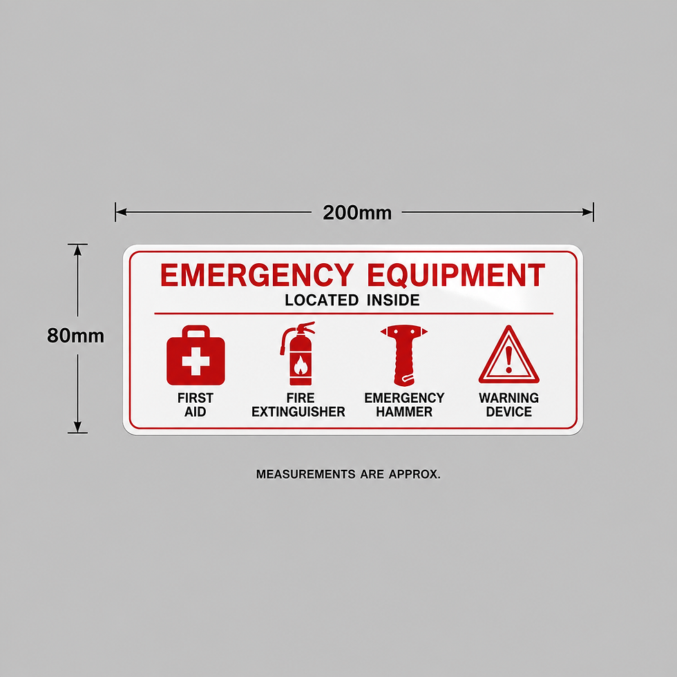 Thumbnail: Emergency Equipment Located Inside Sticker – Bus, Coach, Rail & Fleet