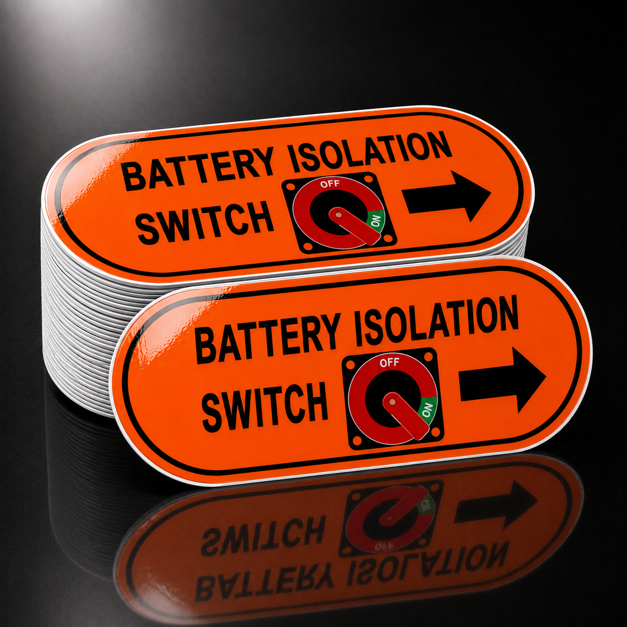Reflective Battery Isolation Switch Stickers | Class 100