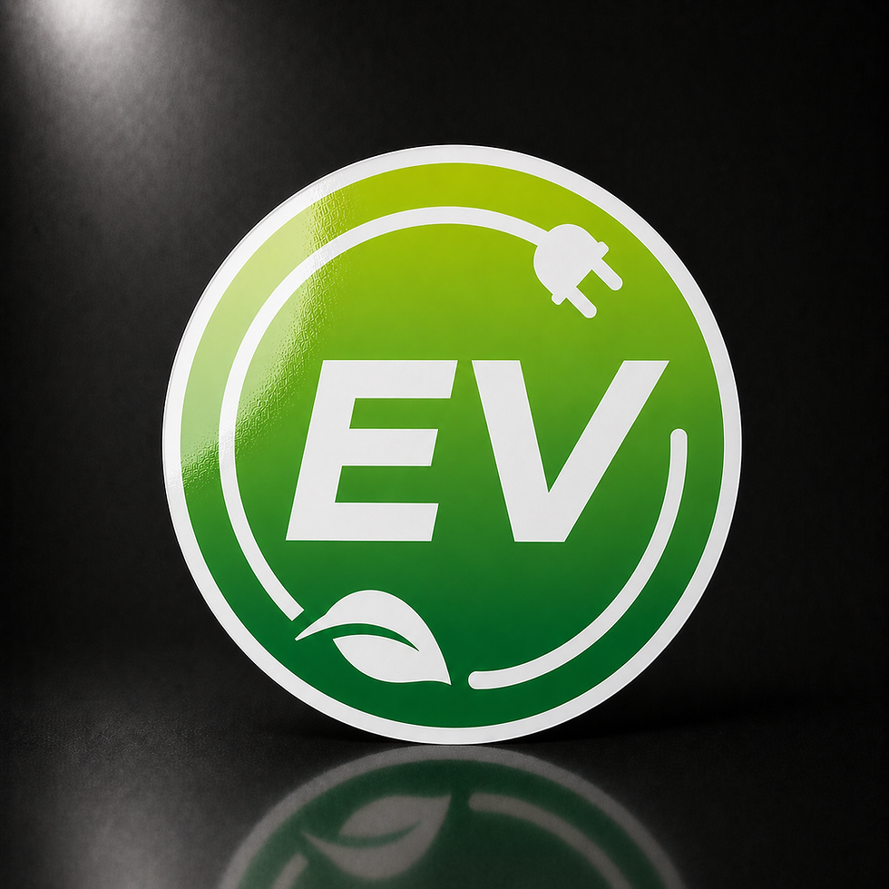 Thumbnail: Premium green EV electric vehicle sticker with glossy laminate finish by Westside Graphics