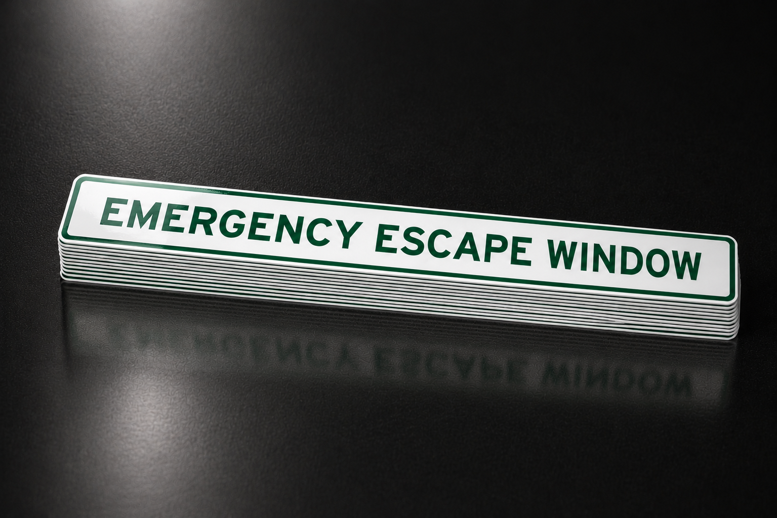 Stack of Emergency Escape Window Stickers for transport fleets