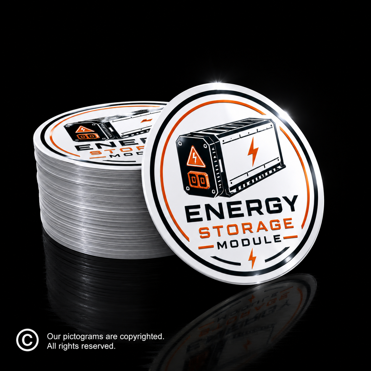 Stack of Energy Storage Module decals for transport fleet and OEM applications