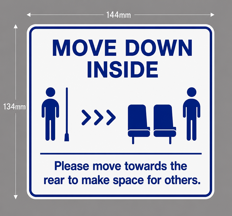 Thumbnail: Move Down Inside decal 144mm x 134mm bus coach transport passenger flow decal Westside Graphics