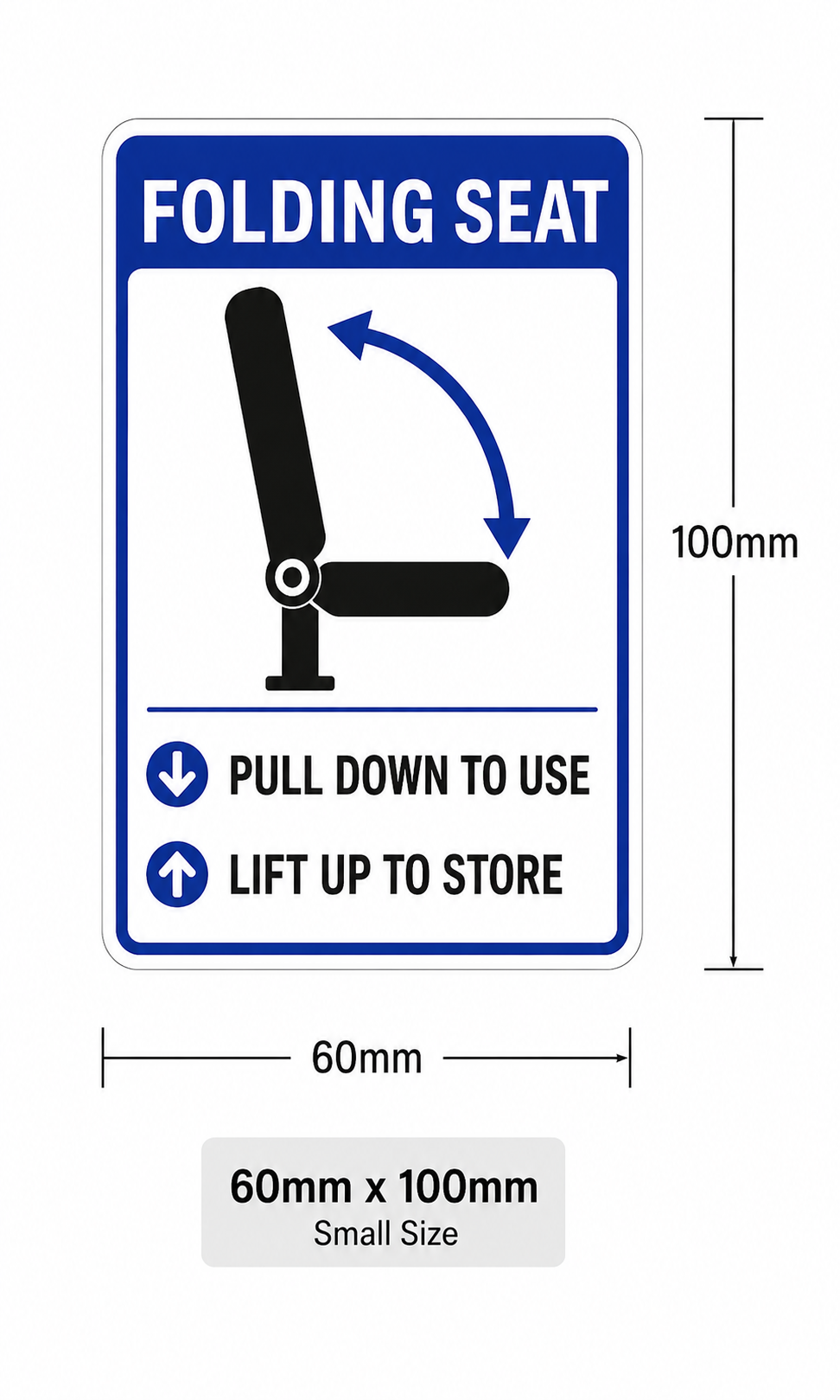 Thumbnail: Folding Seat Instruction Sticker – Pull Down / Lift Up Bus, Coach & Rail