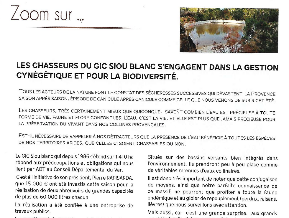 Article revue Chasse de la fédération