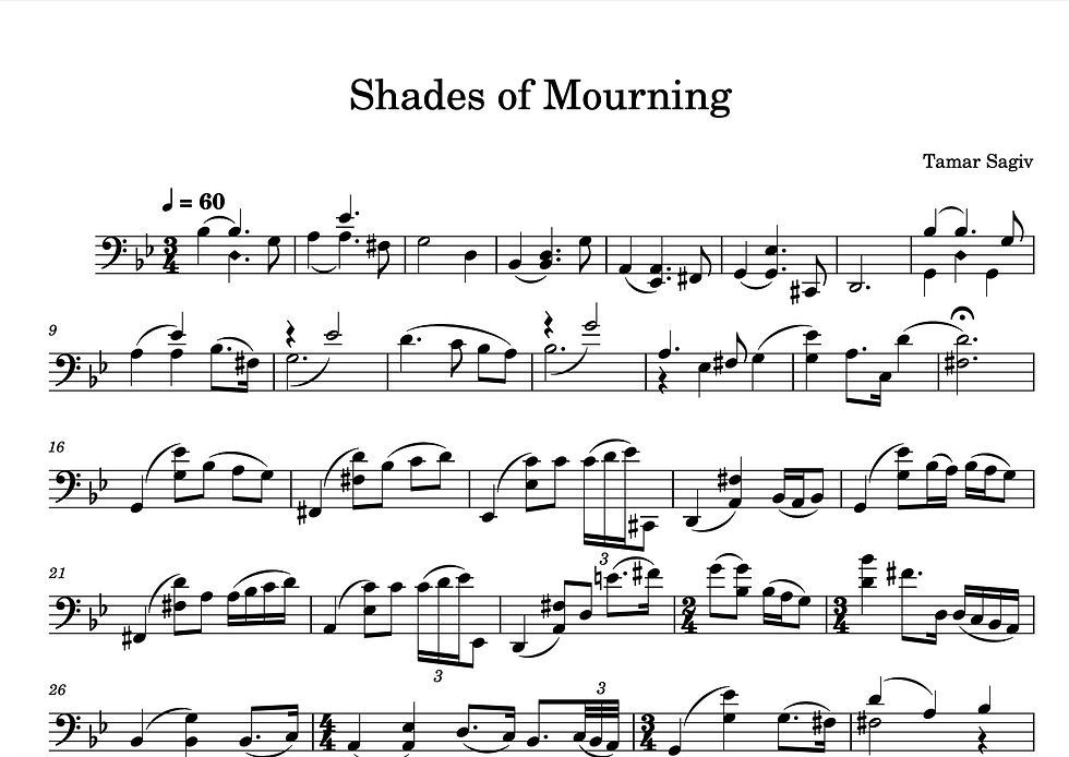 Shades of Mourning - Sheet Music