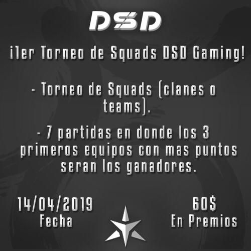 Torneo en Squads de 4 jugadores por 60$ en premios
