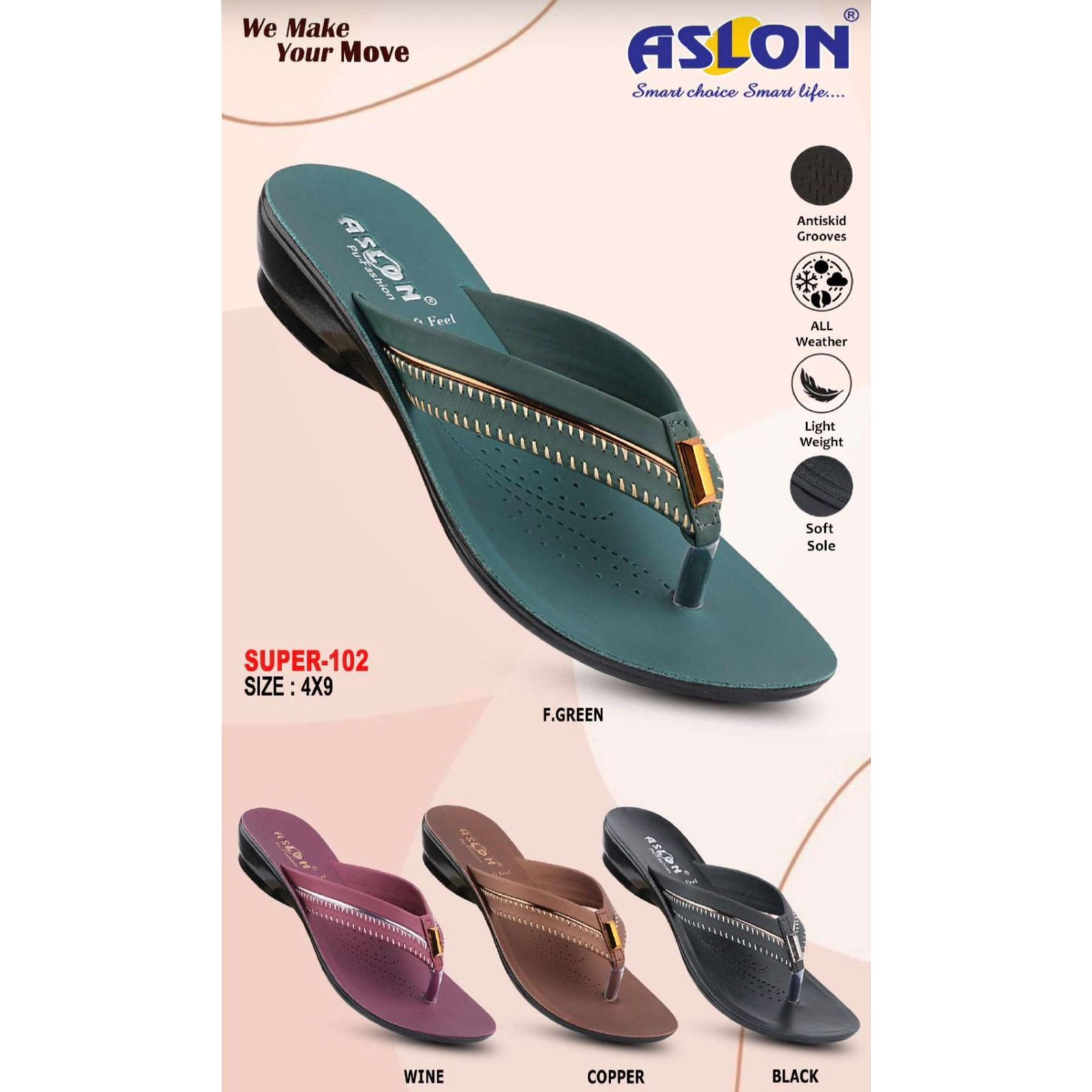 ASLON SUPER-102 – Wholesale Slippers (PU)