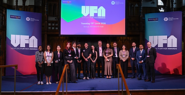 PawSano founder receiving the Consumer & Product Innovation Award at the University of Manchester Venture Further Awards.