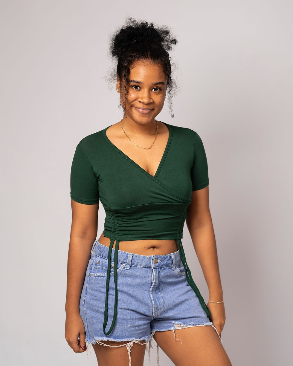 Thumbnail: V Neck Double Drawstring Cropped Top