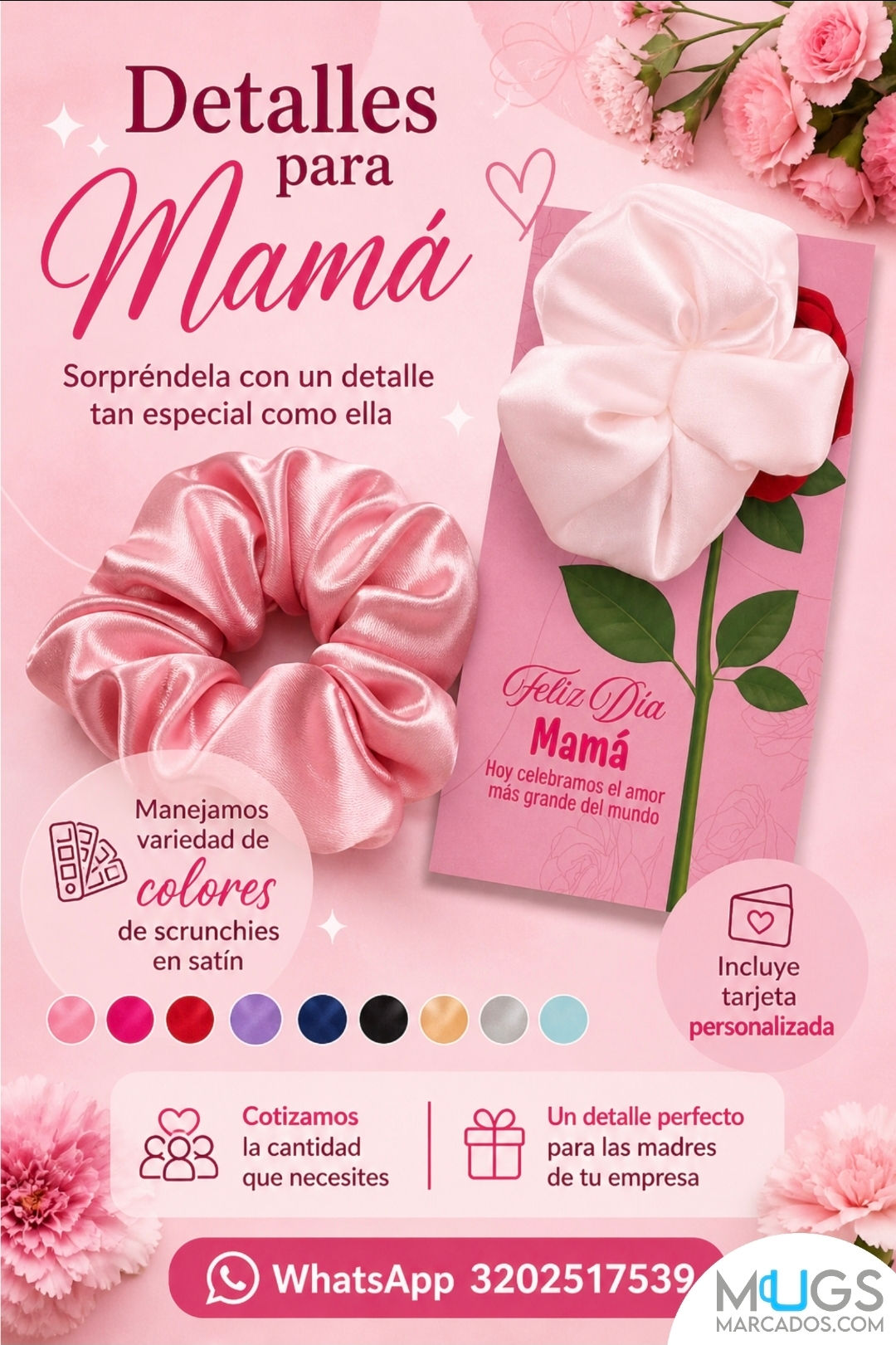 Scrunchies o Bambas en Satin | #152 | Detalles para Mamá