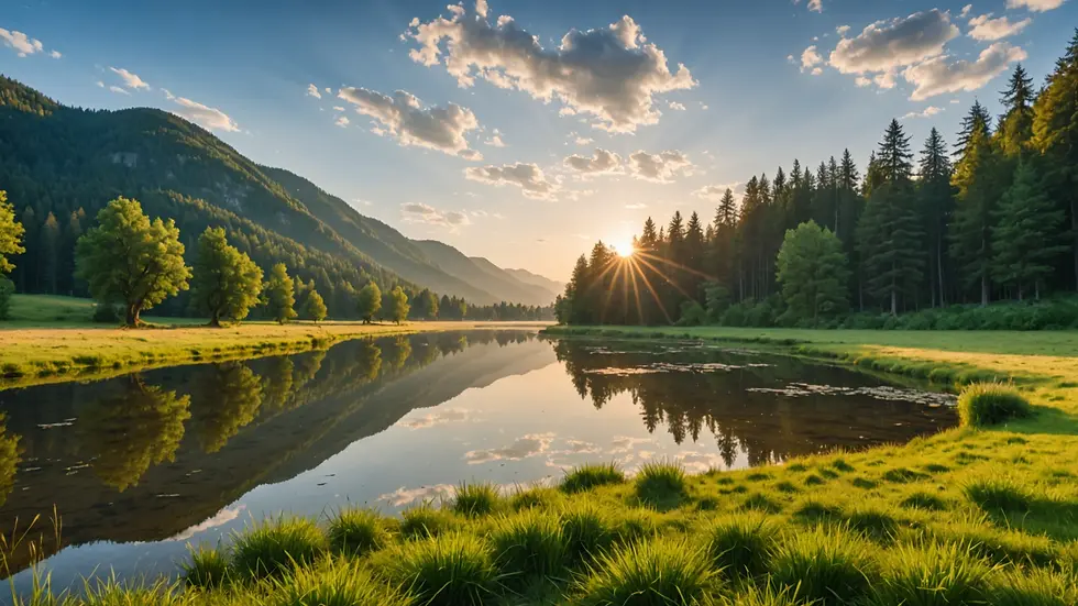 Wide angle view of a peaceful nature setting