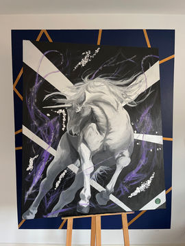 sculpture and painting in modern geometric style and bold colours by Mallorca artist Jhosep Bocanegra