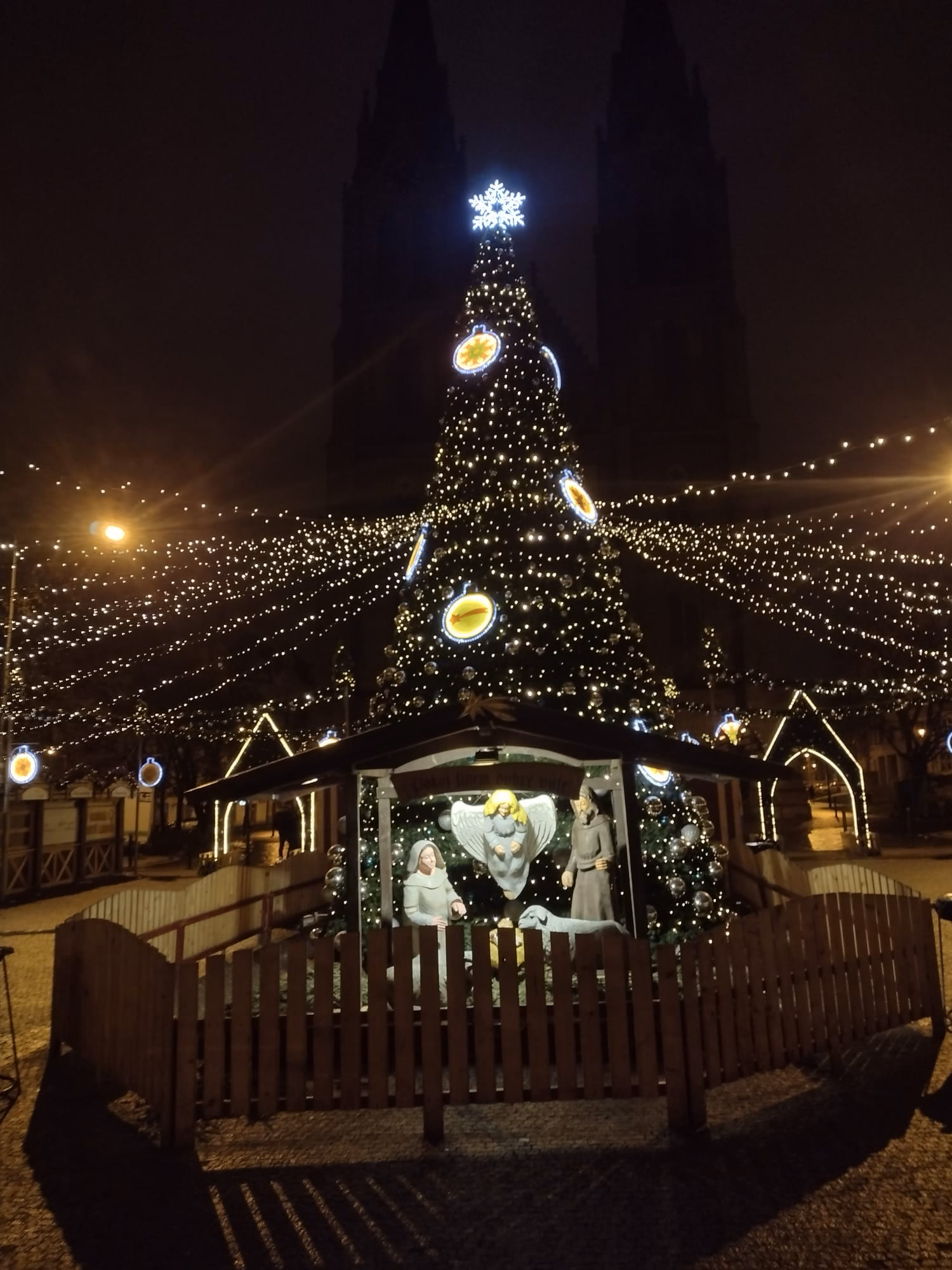 Christmas decoration Prague at market Namesti Miru