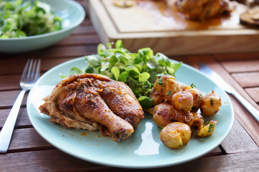 Roadkill Chicken mit Smashed Potatoes