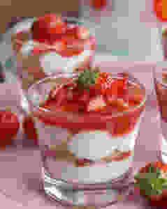 Erdbeer-Tiramisu im Glas mit Quark