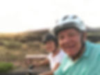 retired couple riding bikes on trails in st. george, utah