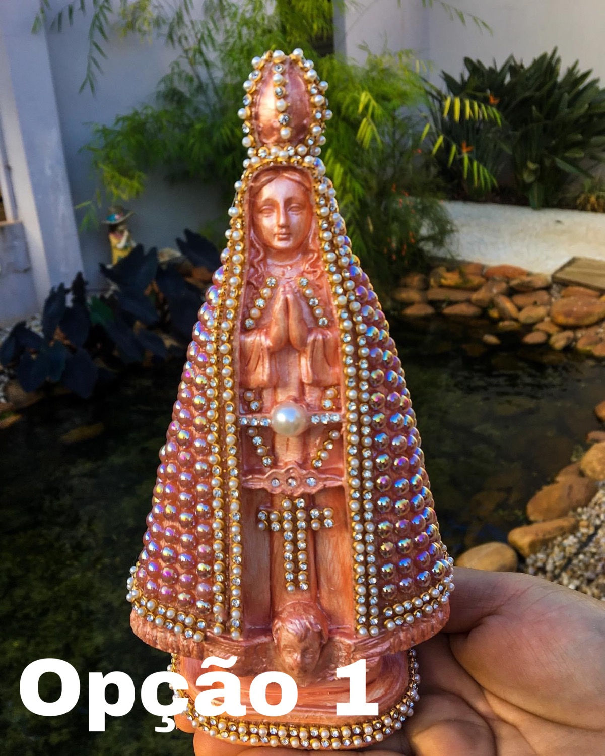 Nossa senhora em pérolas rose