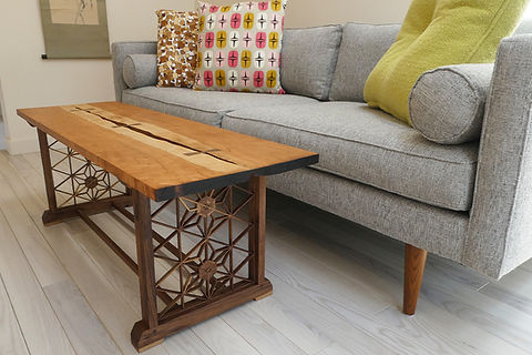 Cherry With Walnut Kumiko Ryokan Coffee Table | Philomath Woodworks