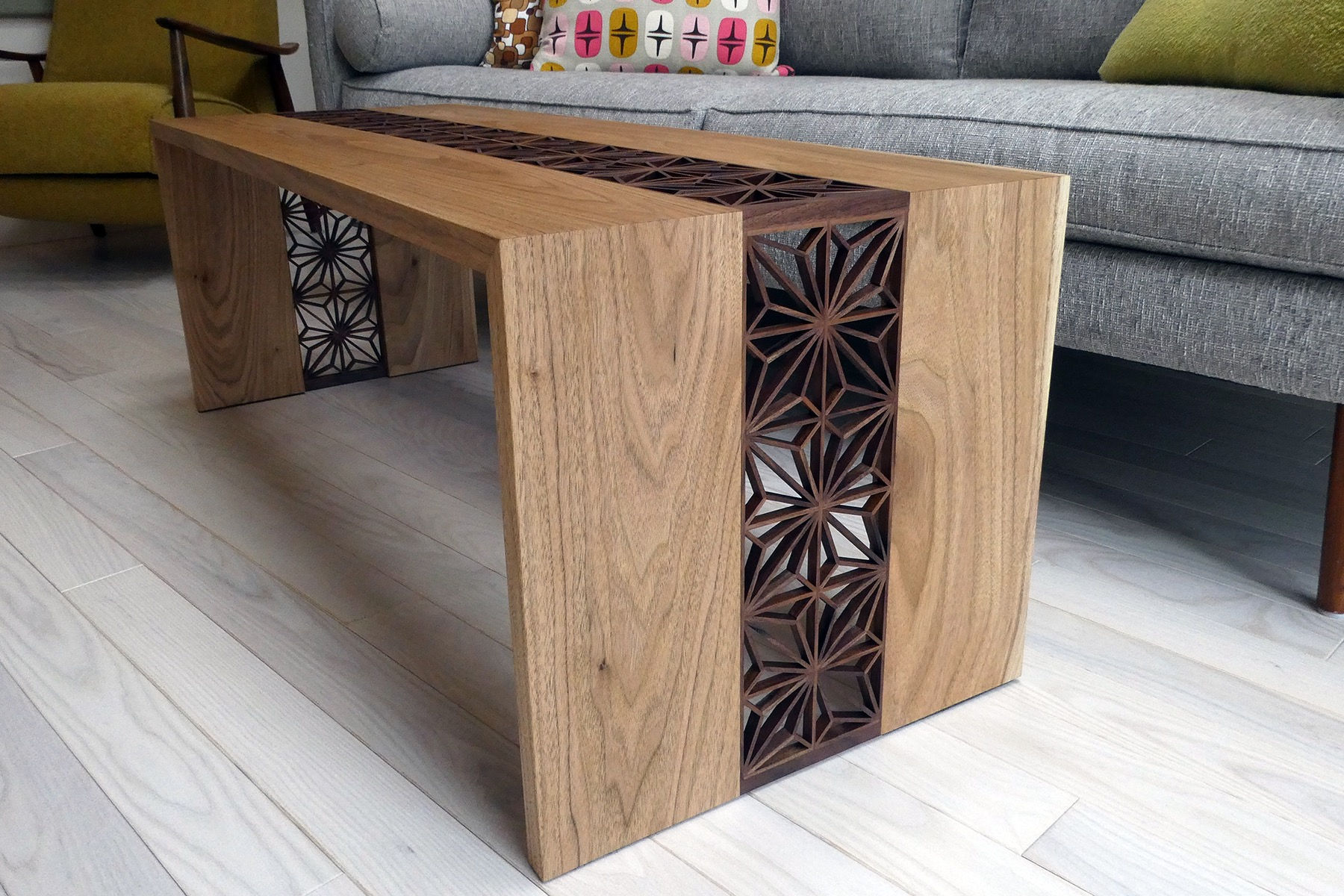 Butternut With Walnut Kumiko Moribana Coffee Table