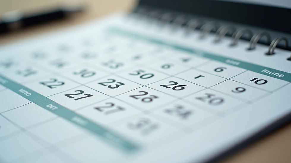 Close-up of a calendar with marked payment dates