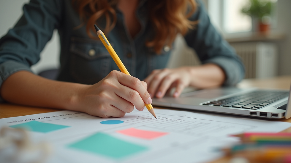 Close-up view of a teacher setting up a creative learning activity