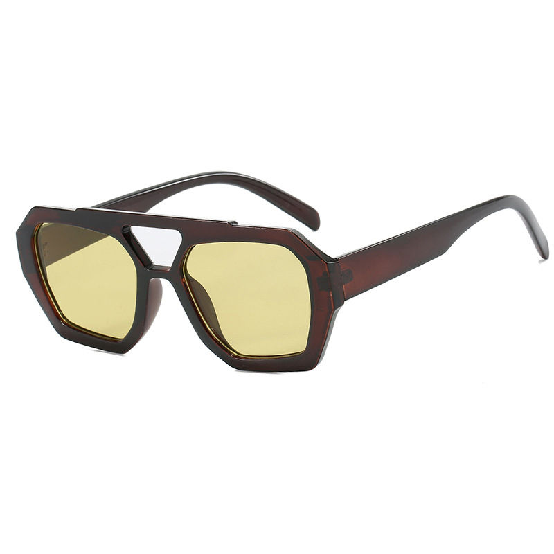 Thumbnail: Vintage Square Sunglasses for Women Men Thick Frame Double Bridges Eyewear Femal