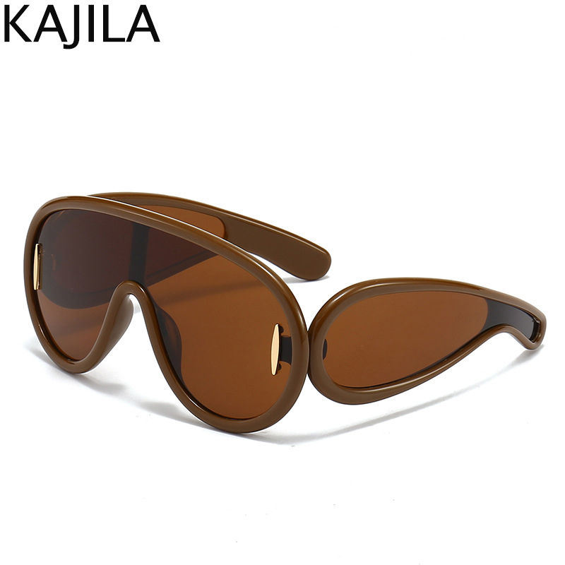 Thumbnail: Oversized Wave Mask One-Piece Sunglasses Women Sports Y2K Punk Sun Glasses for L
