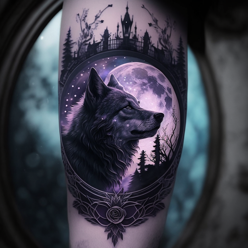 Wolf, Moon, Stars, Beautiful Composition