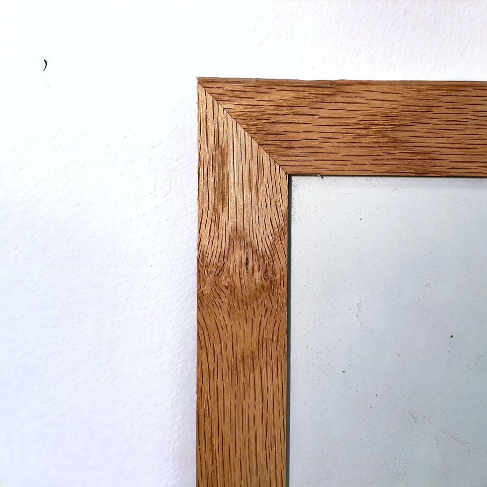 corner view of Hickory Picture Frame 1" Wide
