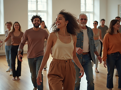 A diverse group of people-aged-13-to-60-dancing-together-in-a-bright-studio-with-expressio