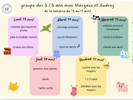 Planning des vacances de pâques